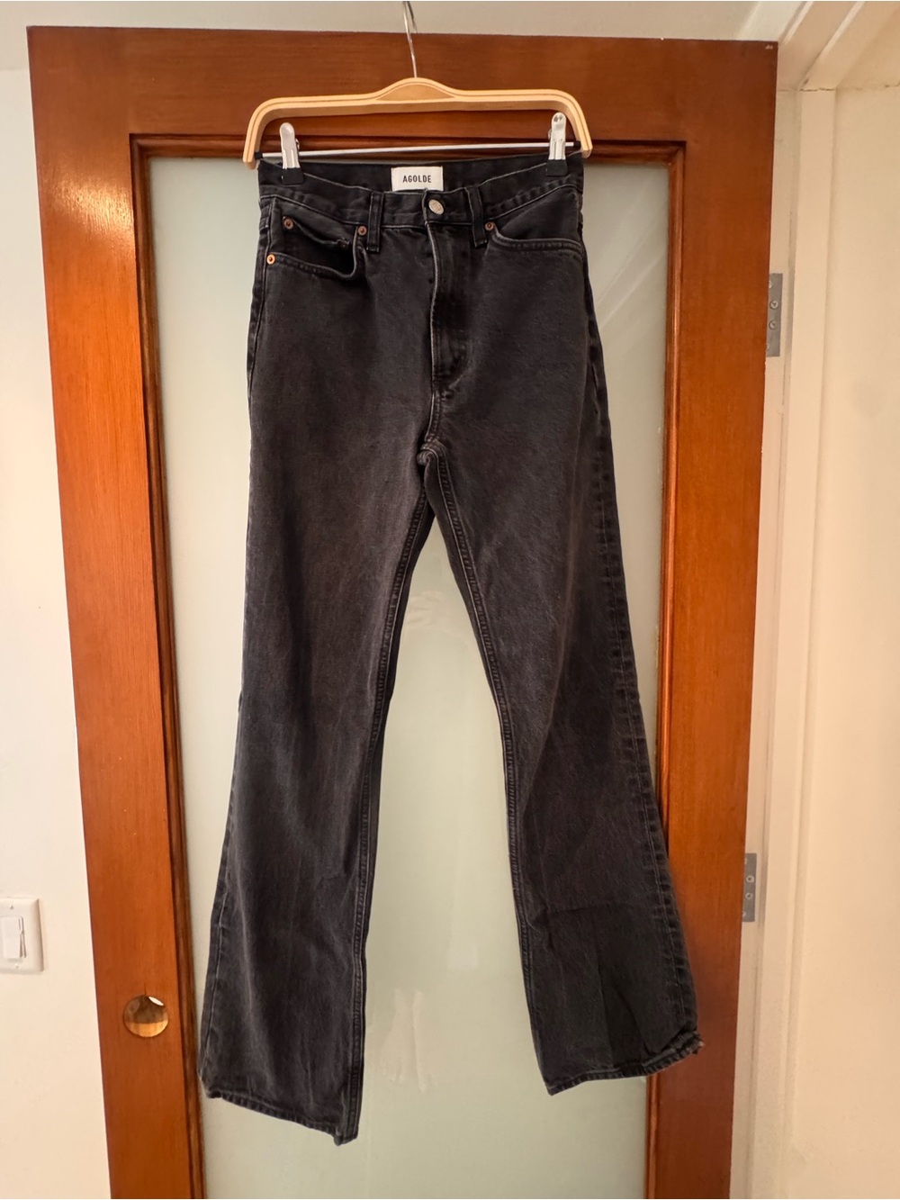 Agolde Washed Black Wide-Leg Jeans
